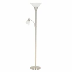 Metal Torchiere Lamp - 71" - Brushed Steel